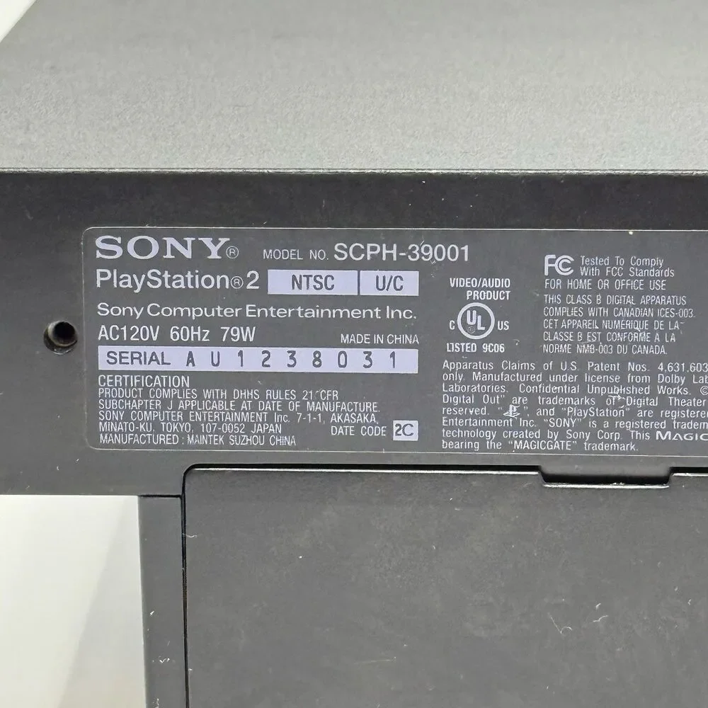 Sony PlayStation 2 PS2 Black Console SCPH-39001 Controller Cords Tested